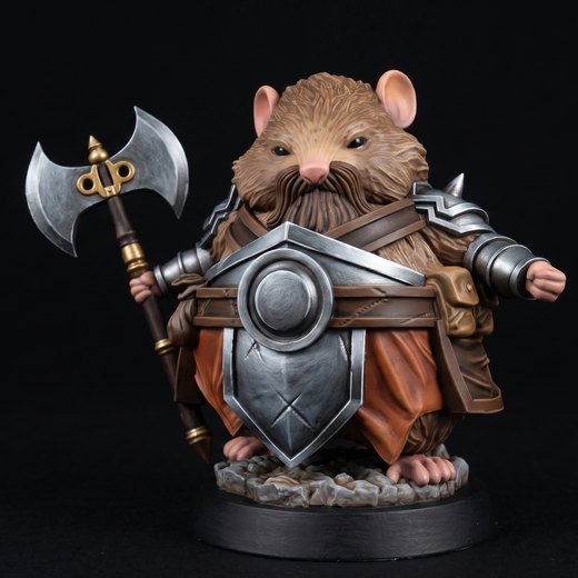 Austin, an armored mouse warrior carrying an axe and shield